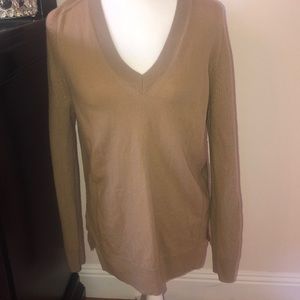 Tan v-neck cashmere sweater
